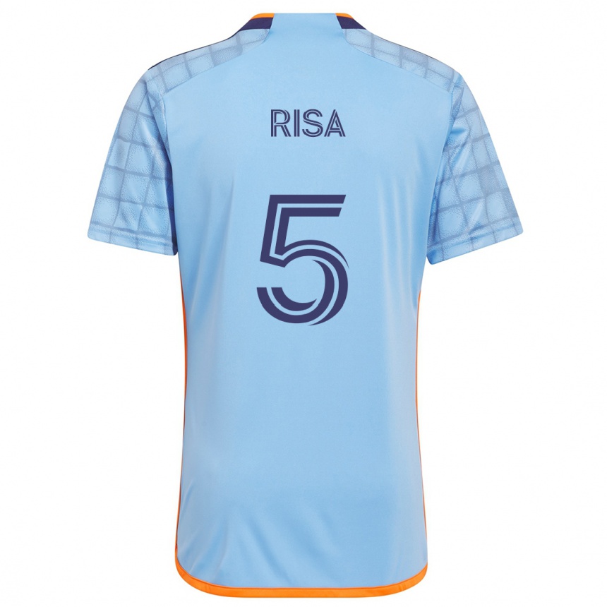 Niño Fútbol Camiseta Birk Risa #5 Azul Naranja 1ª Equipación 2024/25