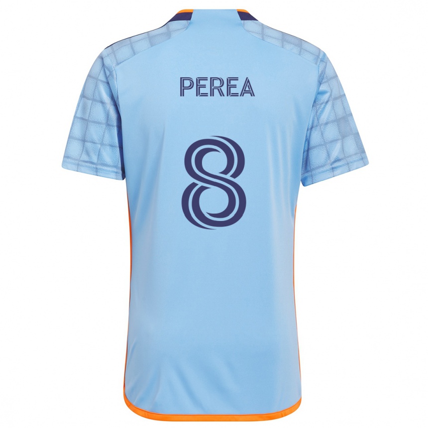 Niño Fútbol Camiseta Andrés Perea #8 Azul Naranja 1ª Equipación 2024/25