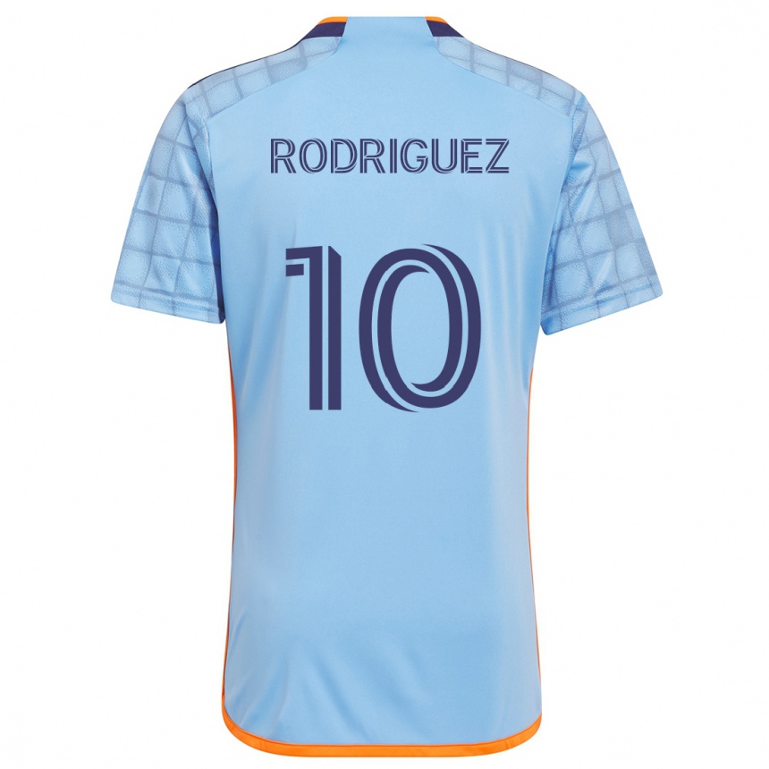 Niño Fútbol Camiseta Santiago Rodríguez #10 Azul Naranja 1ª Equipación 2024/25