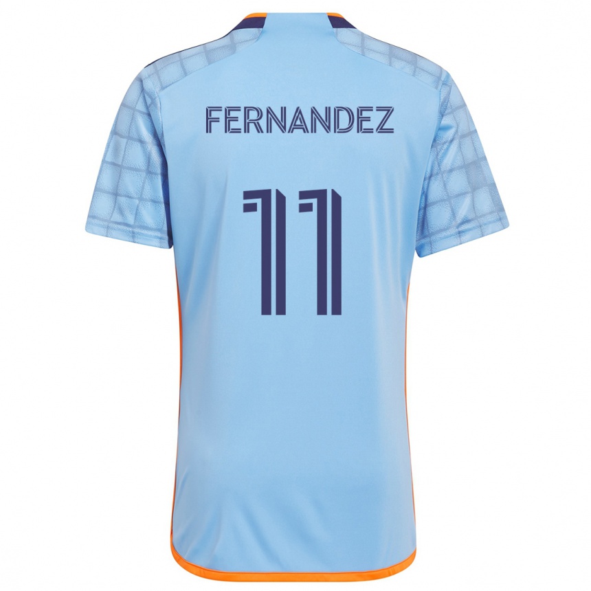 Niño Fútbol Camiseta Julián Fernández #11 Azul Naranja 1ª Equipación 2024/25