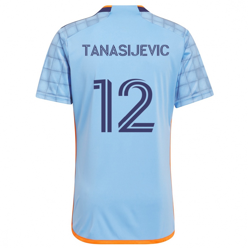 Niño Fútbol Camiseta Strahinja Tanasijevic #12 Azul Naranja 1ª Equipación 2024/25