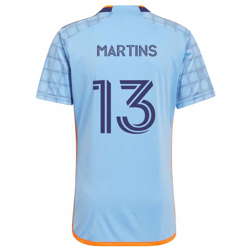 Niño Fútbol Camiseta Thiago Martins #13 Azul Naranja 1ª Equipación 2024/25