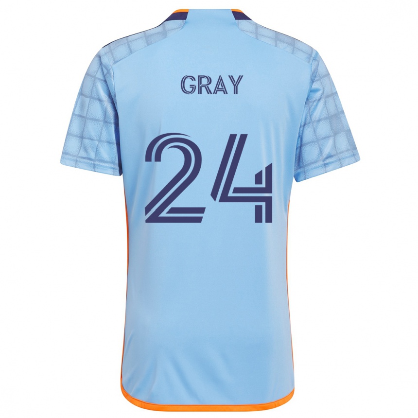 Niño Fútbol Camiseta Tayvon Gray #24 Azul Naranja 1ª Equipación 2024/25