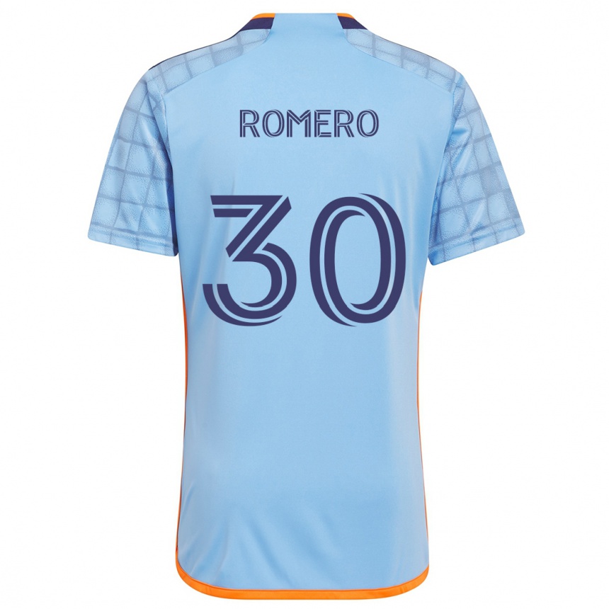 Niño Fútbol Camiseta Tomás Romero #30 Azul Naranja 1ª Equipación 2024/25