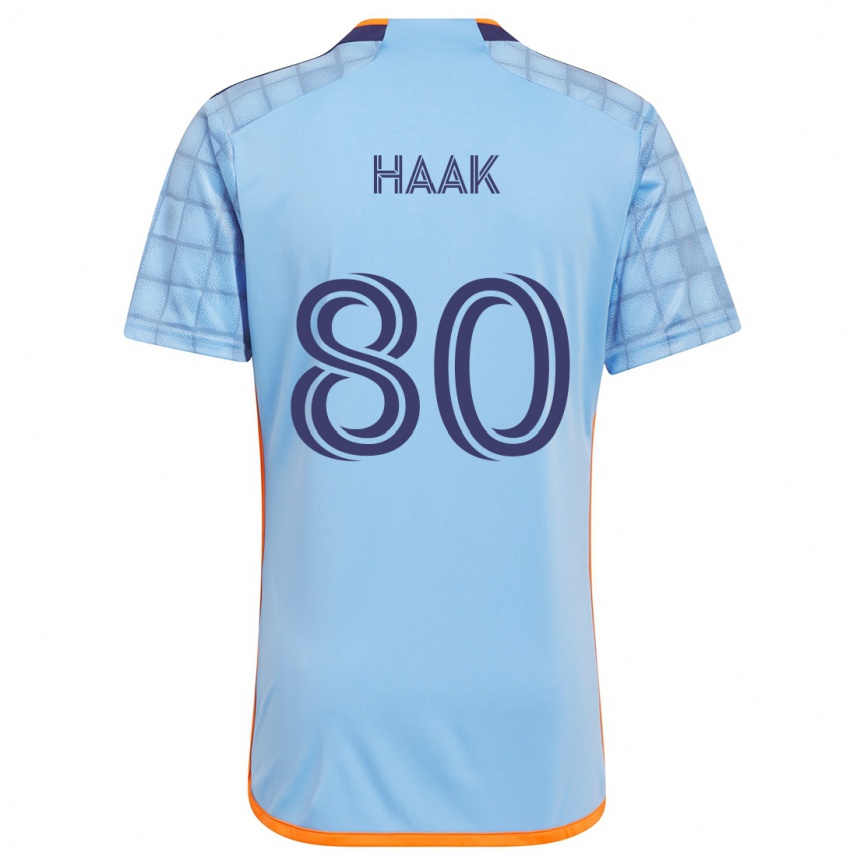 Niño Fútbol Camiseta Justin Haak #80 Azul Naranja 1ª Equipación 2024/25