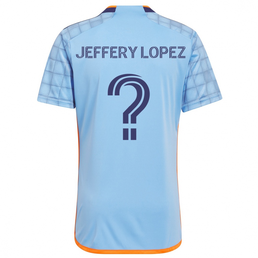 Niño Fútbol Camiseta Jeffery López #0 Azul Naranja 1ª Equipación 2024/25