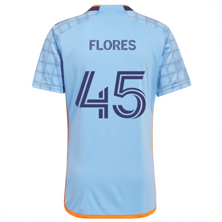 Niño Fútbol Camiseta Brian Flores #45 Azul Naranja 1ª Equipación 2024/25