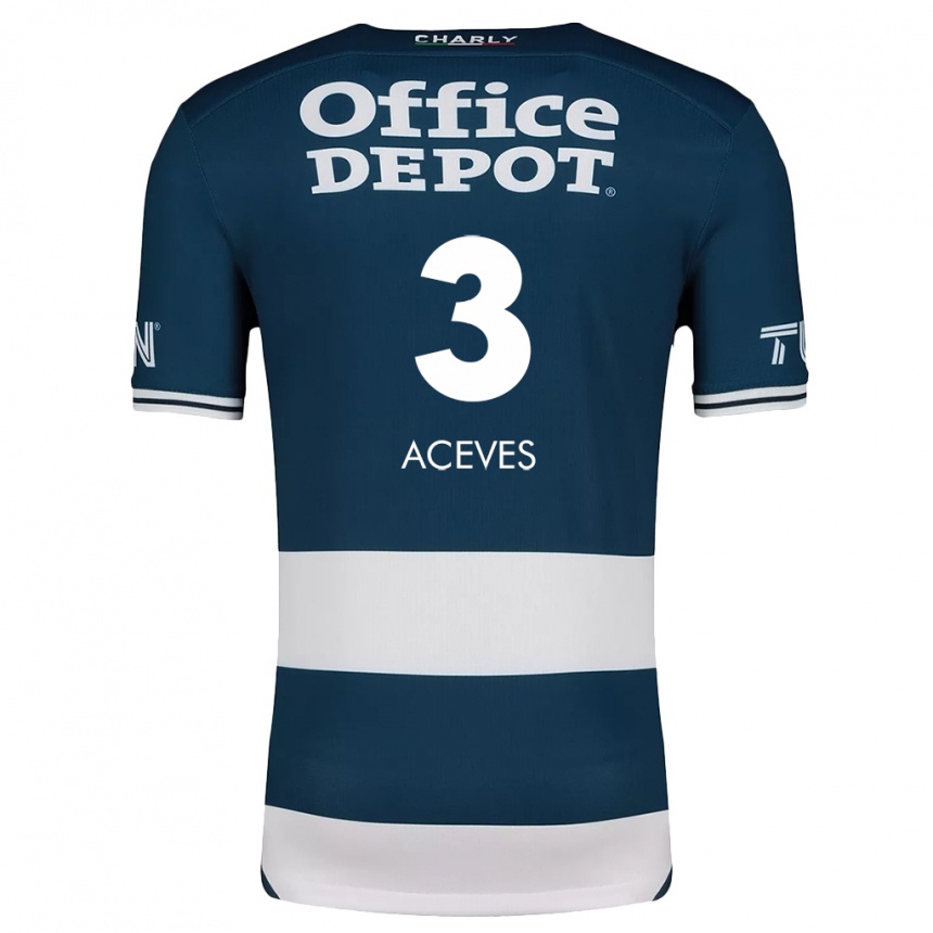 Niño Fútbol Camiseta Alonso Aceves #3 Azul Blanco 1ª Equipación 2024/25