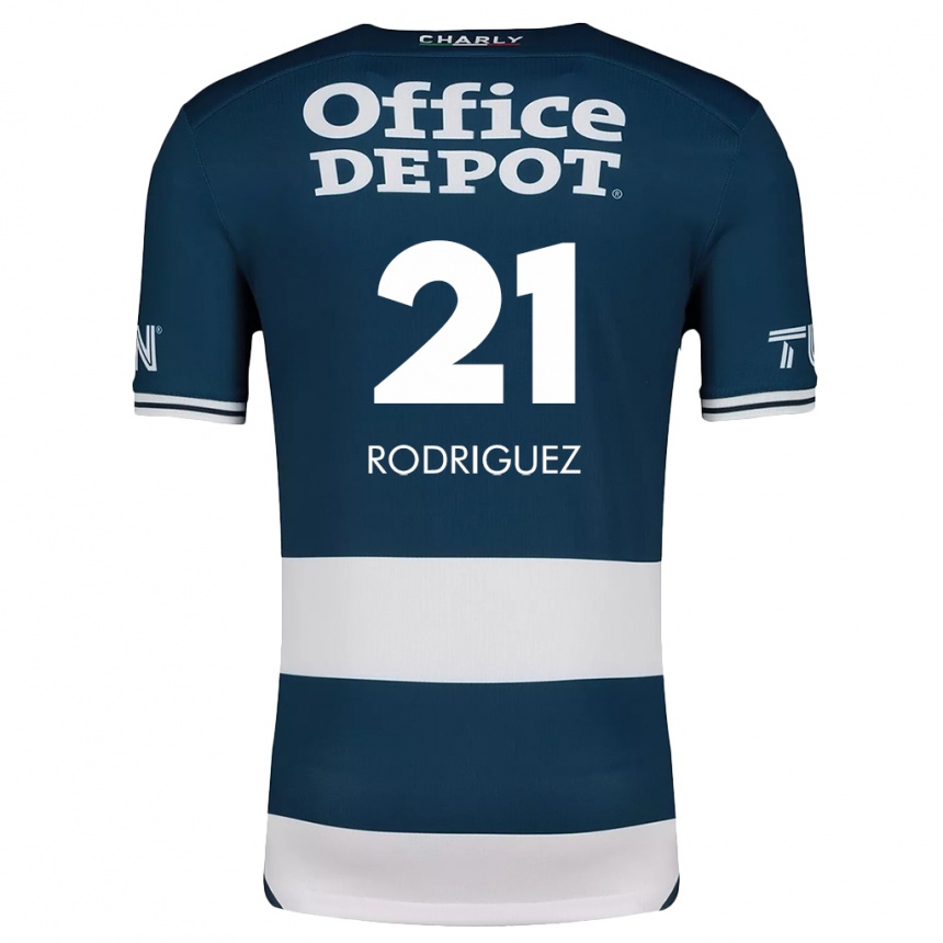 Niño Fútbol Camiseta Valentín Rodríguez #21 Azul Blanco 1ª Equipación 2024/25