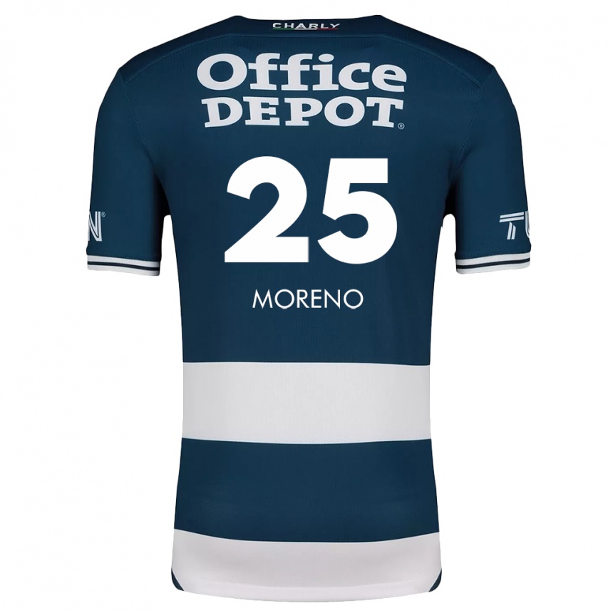 Niño Fútbol Camiseta Carlos Moreno #25 Azul Blanco 1ª Equipación 2024/25