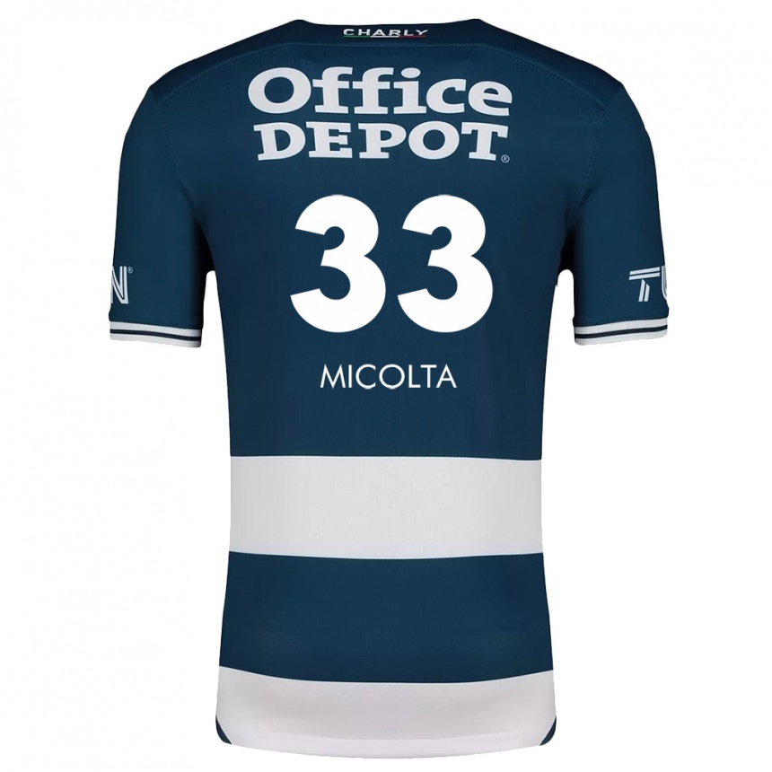 Niño Fútbol Camiseta Andrés Micolta #33 Azul Blanco 1ª Equipación 2024/25