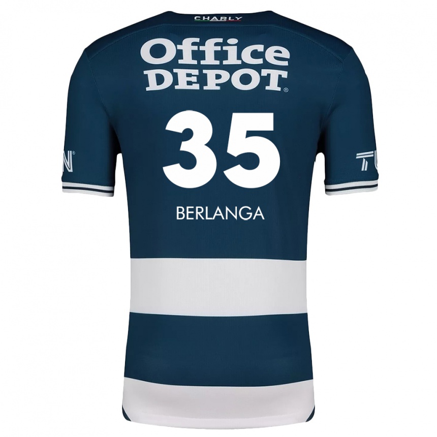 Niño Fútbol Camiseta Jorge Berlanga #35 Azul Blanco 1ª Equipación 2024/25