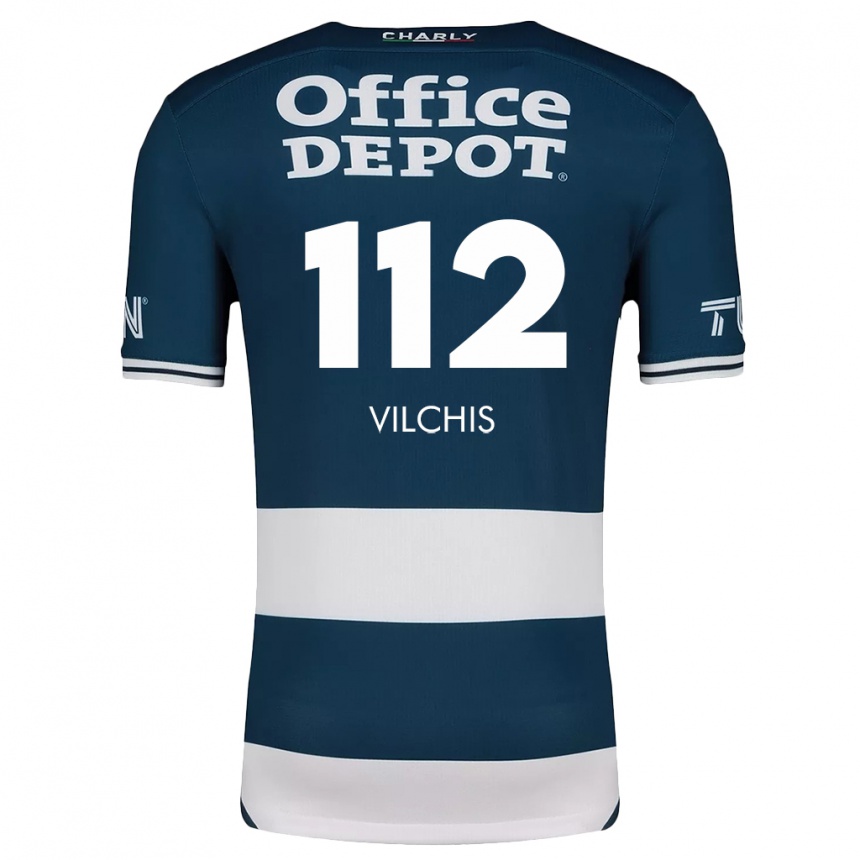 Niño Fútbol Camiseta Leonardo Vílchis #112 Azul Blanco 1ª Equipación 2024/25