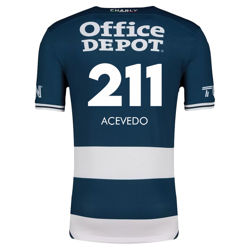 Niño Fútbol Camiseta Gerardo Acevedo #211 Azul Blanco 1ª Equipación 2024/25