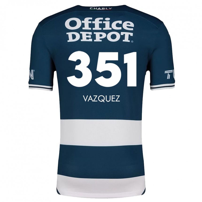 Niño Fútbol Camiseta Maximo Vázquez #351 Azul Blanco 1ª Equipación 2024/25