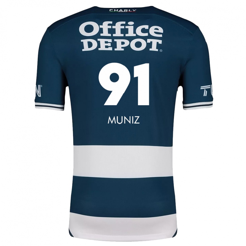 Niño Fútbol Camiseta Brandon Muñiz #91 Azul Blanco 1ª Equipación 2024/25