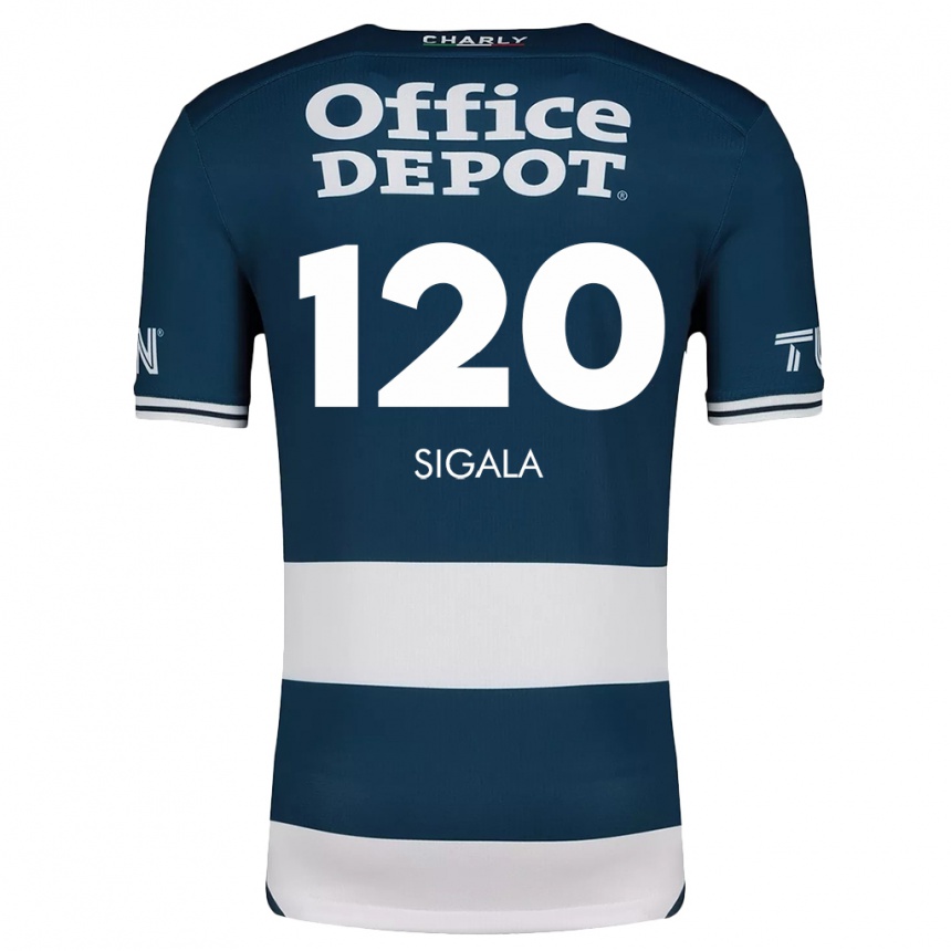 Niño Fútbol Camiseta Juan Sigala #120 Azul Blanco 1ª Equipación 2024/25