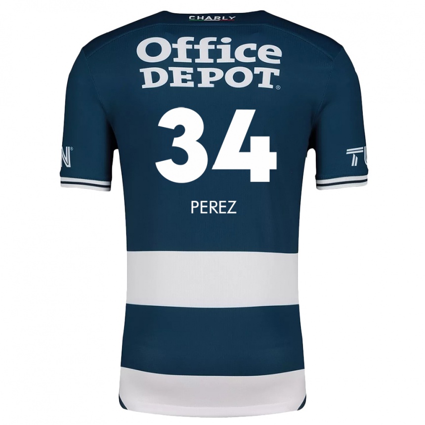 Niño Fútbol Camiseta Julio Pérez #34 Azul Blanco 1ª Equipación 2024/25