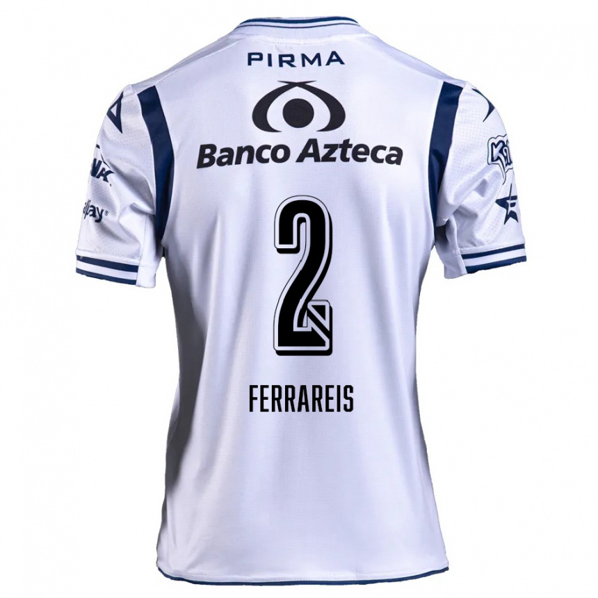 Niño Fútbol Camiseta Gustavo Ferrareis #2 Blanco Azul Marino 1ª Equipación 2024/25