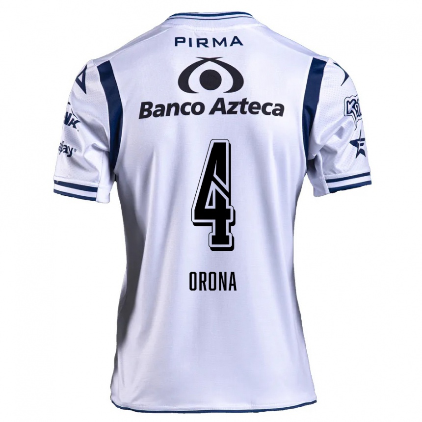 Niño Fútbol Camiseta Efraín Orona #4 Blanco Azul Marino 1ª Equipación 2024/25