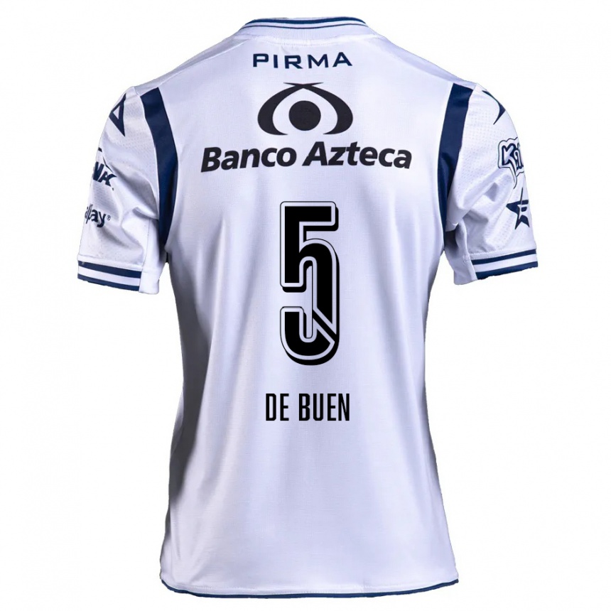 Niño Fútbol Camiseta Diego De Buen #5 Blanco Azul Marino 1ª Equipación 2024/25