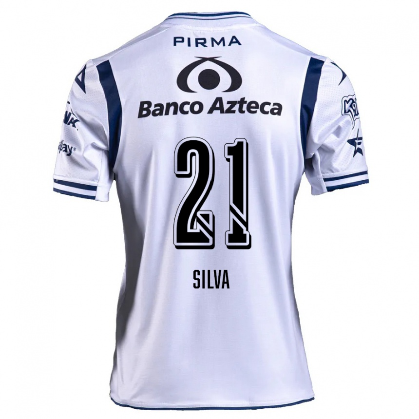 Niño Fútbol Camiseta Gastón Silva #21 Blanco Azul Marino 1ª Equipación 2024/25