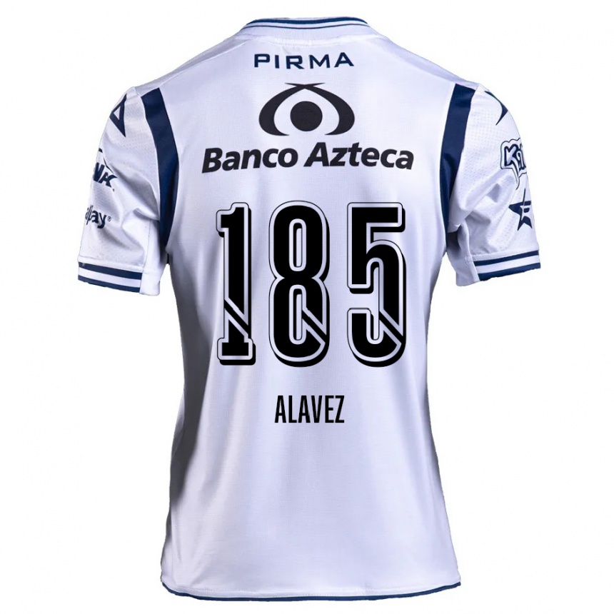 Niño Fútbol Camiseta Brian Alavez #185 Blanco Azul Marino 1ª Equipación 2024/25