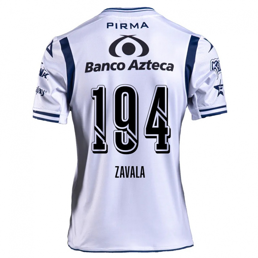 Niño Fútbol Camiseta Arath Zavala #194 Blanco Azul Marino 1ª Equipación 2024/25