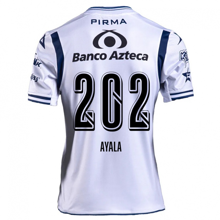 Niño Fútbol Camiseta Diego Ayala #202 Blanco Azul Marino 1ª Equipación 2024/25