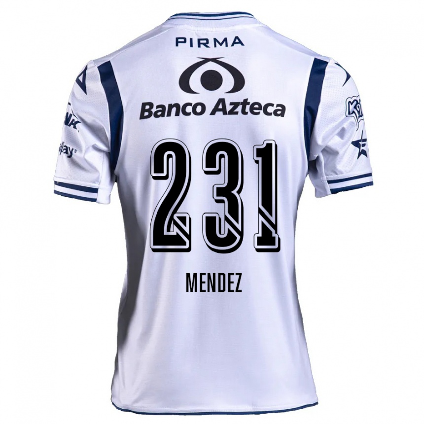 Niño Fútbol Camiseta Alejandro Méndez #231 Blanco Azul Marino 1ª Equipación 2024/25