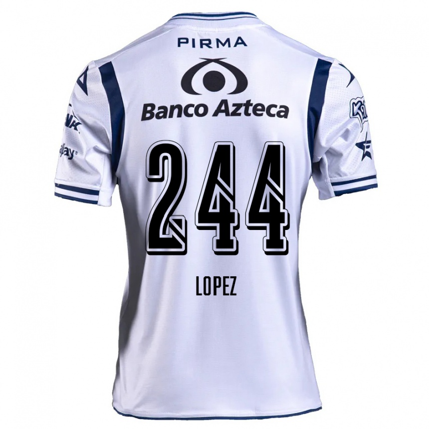 Niño Fútbol Camiseta Daniel López #244 Blanco Azul Marino 1ª Equipación 2024/25