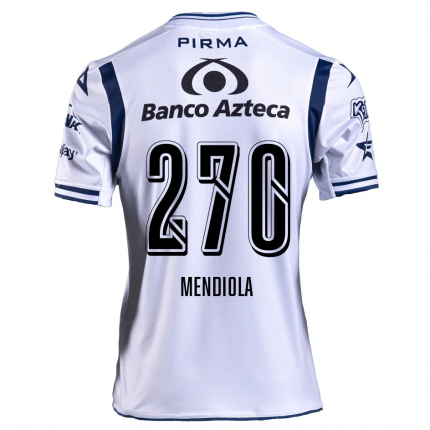 Niño Fútbol Camiseta Carlos Mendiola #270 Blanco Azul Marino 1ª Equipación 2024/25