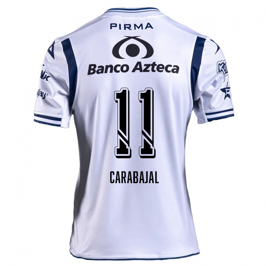 Niño Fútbol Camiseta Gabriel Carabajal #11 Blanco Azul Marino 1ª Equipación 2024/25