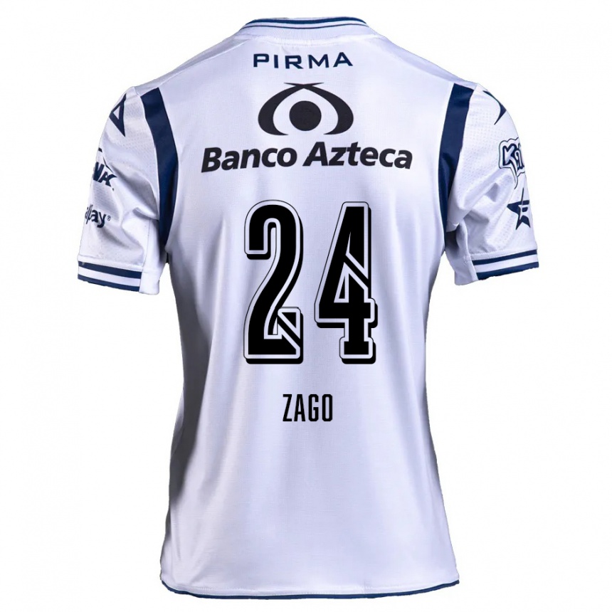 Niño Fútbol Camiseta Diego Zago #24 Blanco Azul Marino 1ª Equipación 2024/25