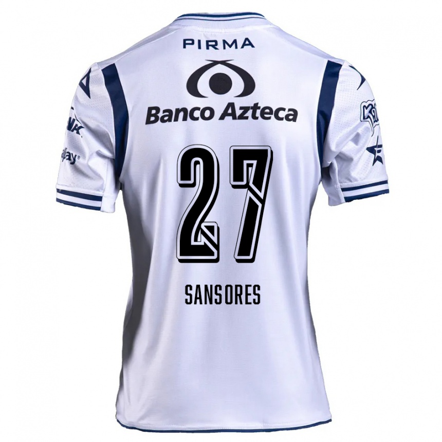 Niño Fútbol Camiseta Miguel Sansores #27 Blanco Azul Marino 1ª Equipación 2024/25