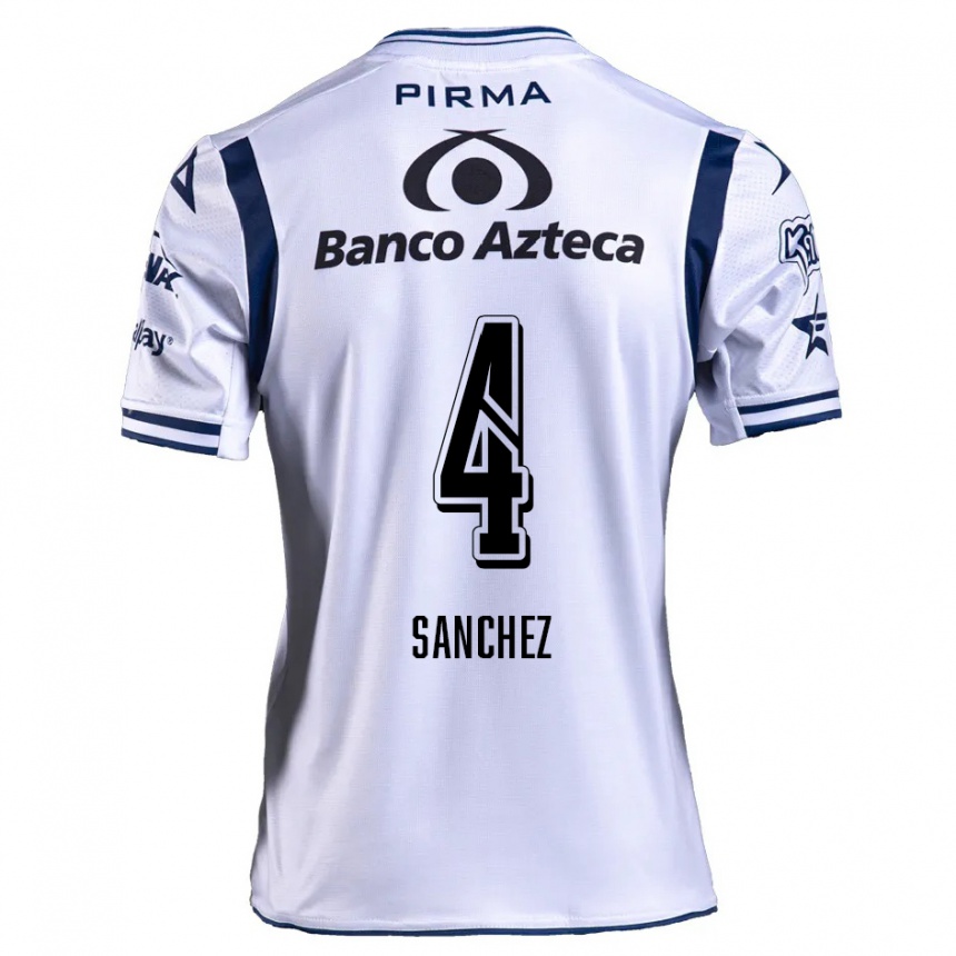 Niño Fútbol Camiseta Liliana Sánchez #4 Blanco Azul Marino 1ª Equipación 2024/25