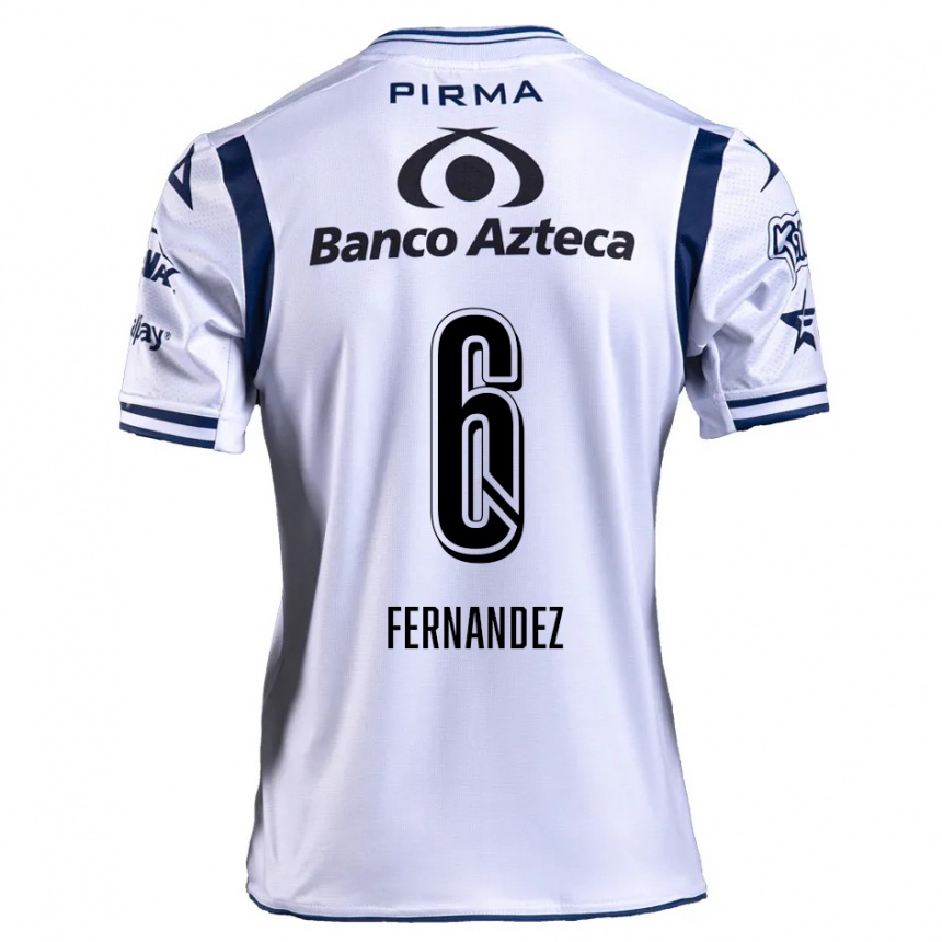 Niño Fútbol Camiseta Liliana Fernández #6 Blanco Azul Marino 1ª Equipación 2024/25