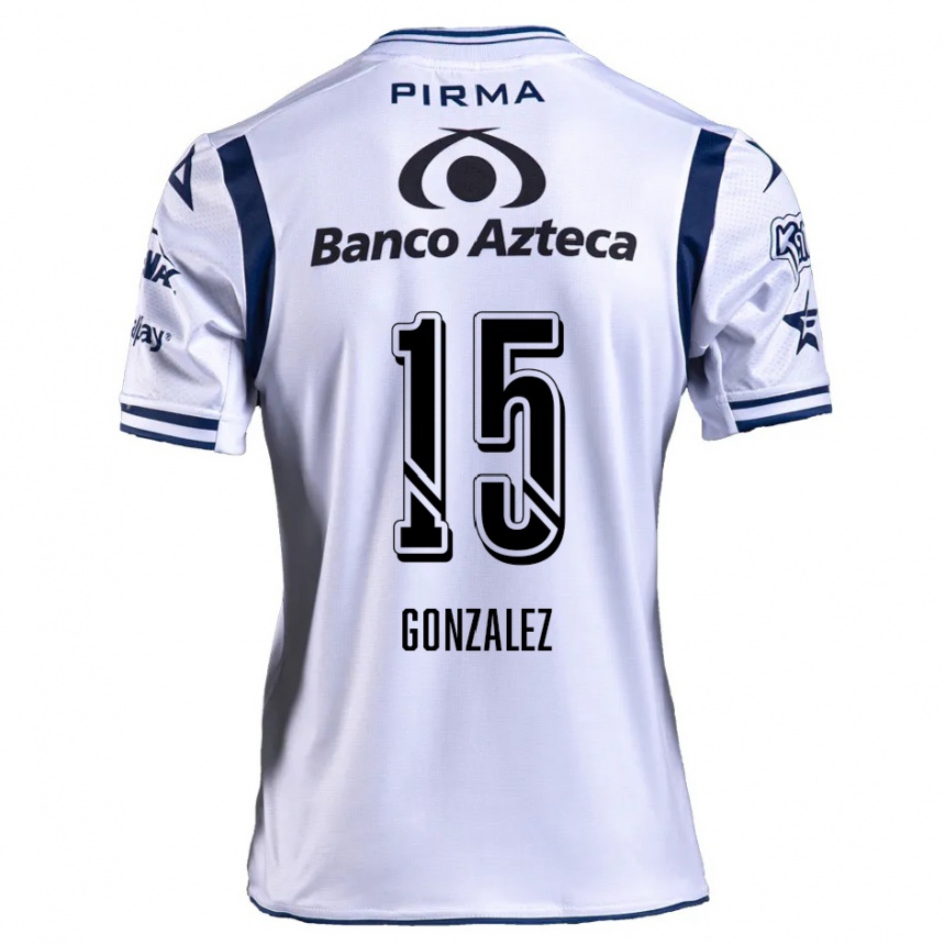 Niño Fútbol Camiseta Jaqueline González #15 Blanco Azul Marino 1ª Equipación 2024/25