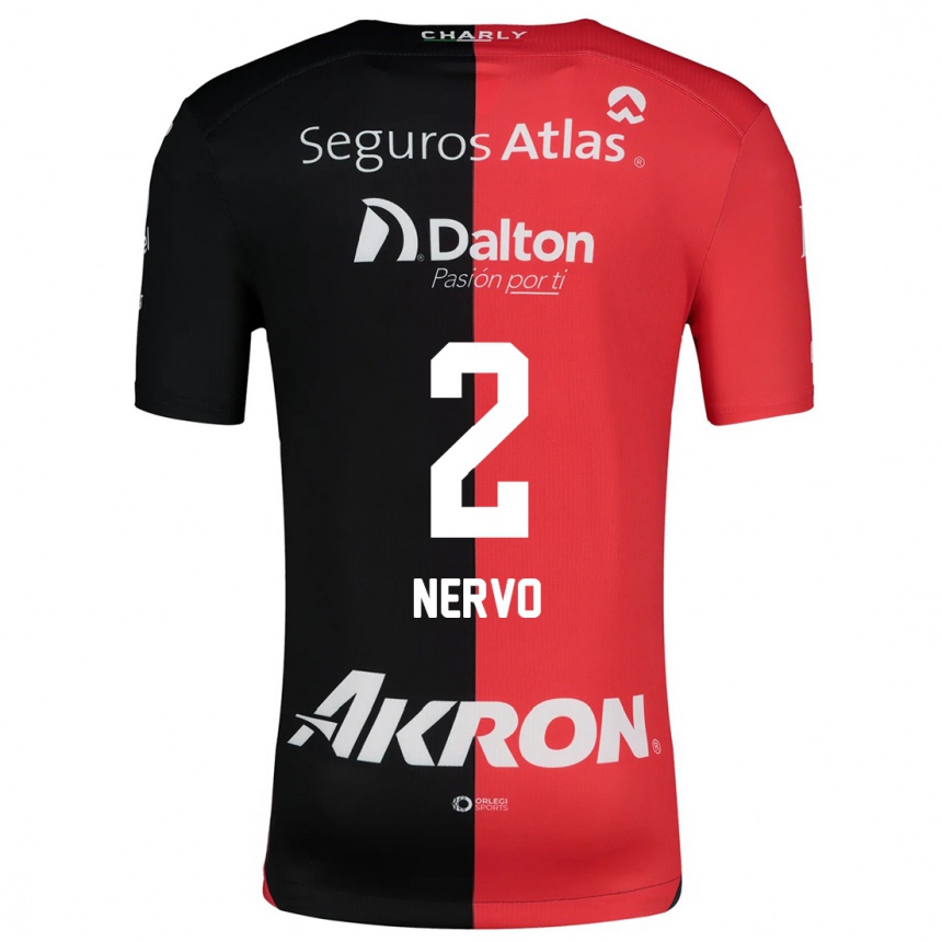 Niño Fútbol Camiseta Hugo Nervo #2 Negro Rojo 1ª Equipación 2024/25