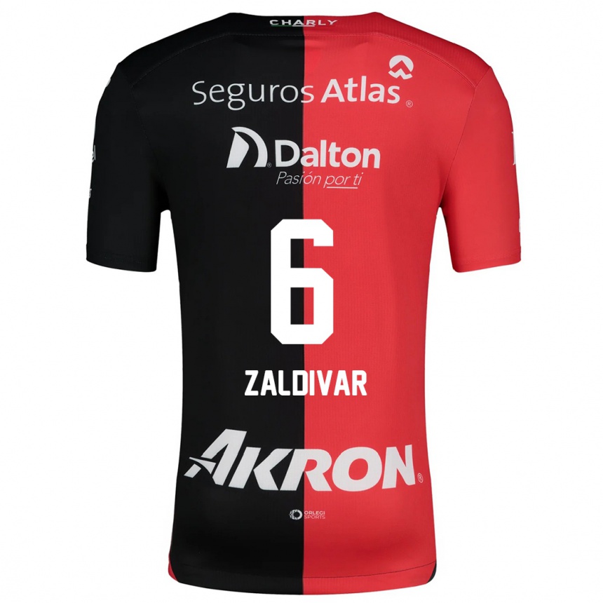 Niño Fútbol Camiseta Édgar Zaldívar #6 Negro Rojo 1ª Equipación 2024/25