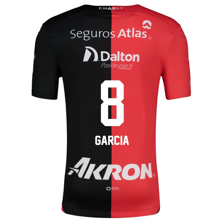 Niño Fútbol Camiseta Mateo García #8 Negro Rojo 1ª Equipación 2024/25