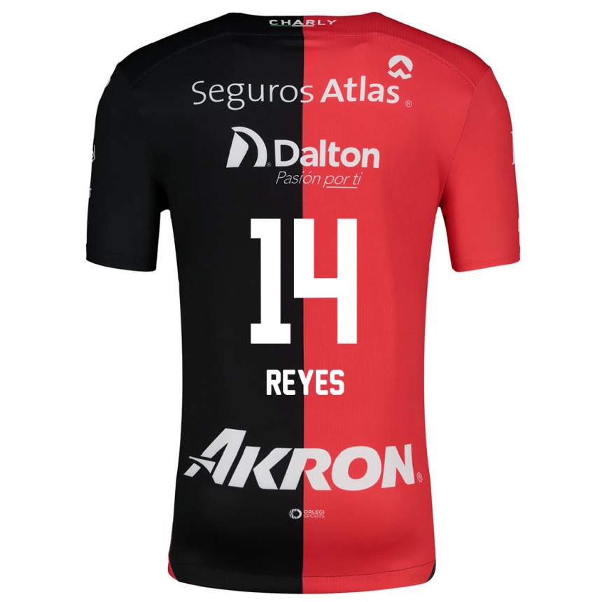 Niño Fútbol Camiseta Luis Reyes #14 Negro Rojo 1ª Equipación 2024/25