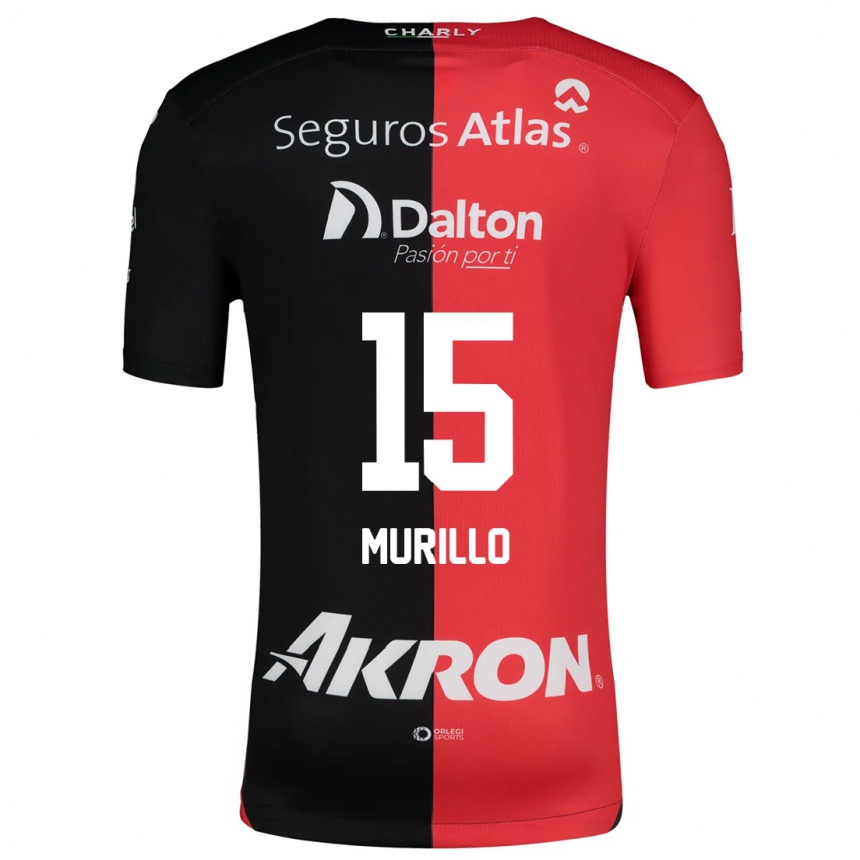 Niño Fútbol Camiseta Jhon Murillo #15 Negro Rojo 1ª Equipación 2024/25