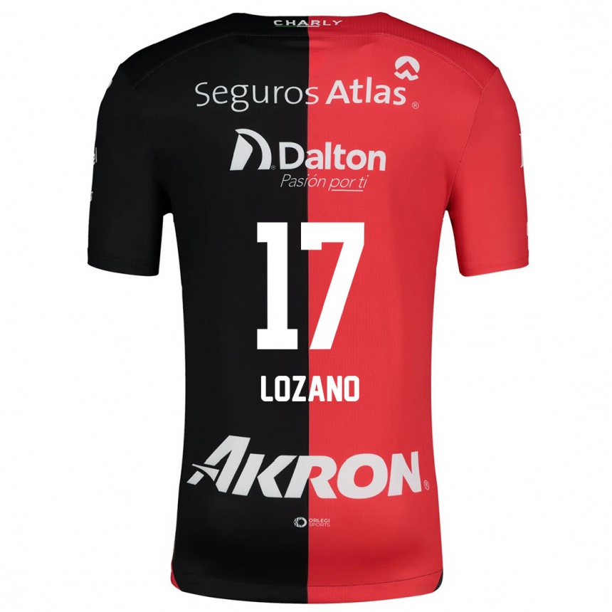 Niño Fútbol Camiseta José Lozano #17 Negro Rojo 1ª Equipación 2024/25