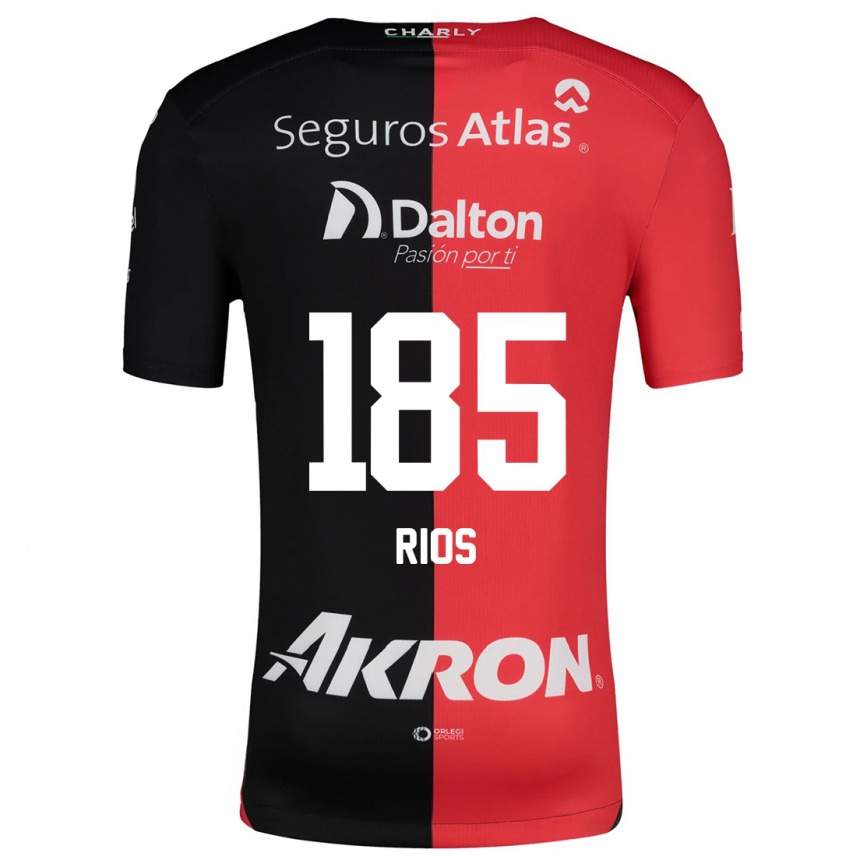 Niño Fútbol Camiseta Víctor Ríos #185 Negro Rojo 1ª Equipación 2024/25