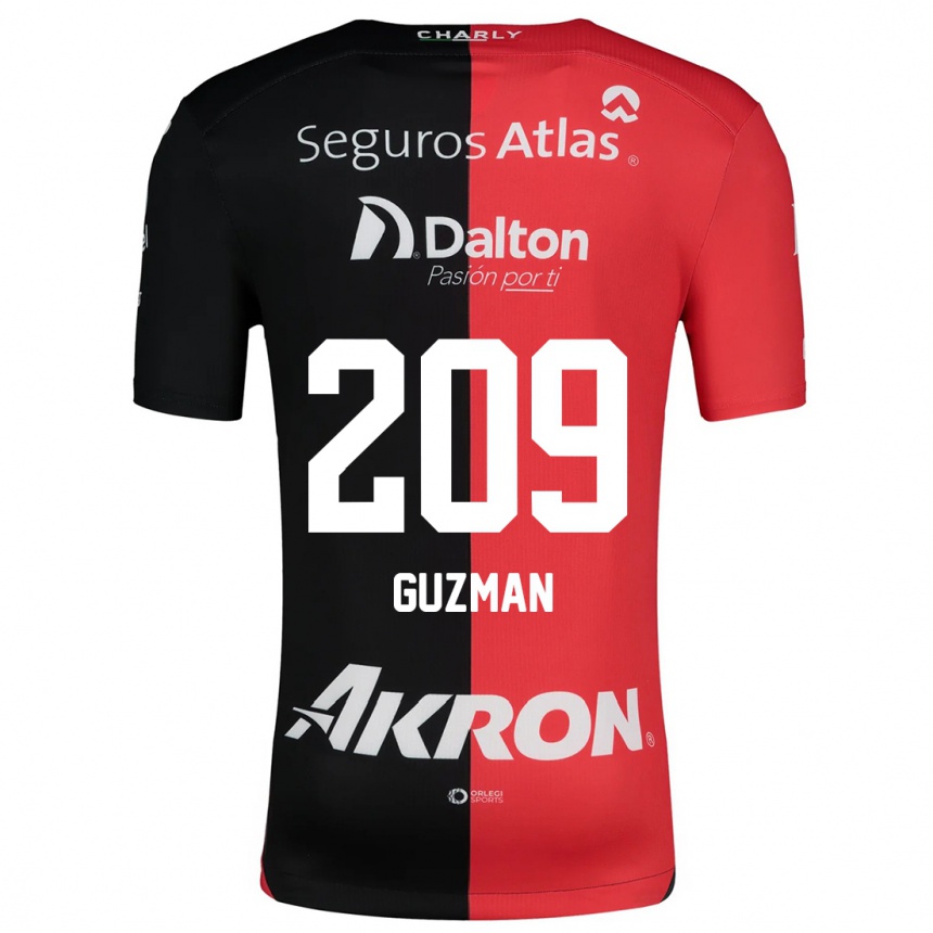 Niño Fútbol Camiseta Jorge Guzmán #209 Negro Rojo 1ª Equipación 2024/25