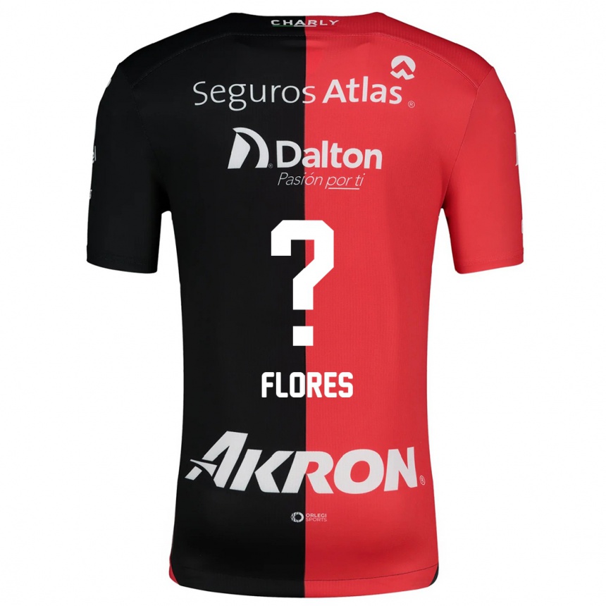 Niño Fútbol Camiseta Luis Flores #0 Negro Rojo 1ª Equipación 2024/25