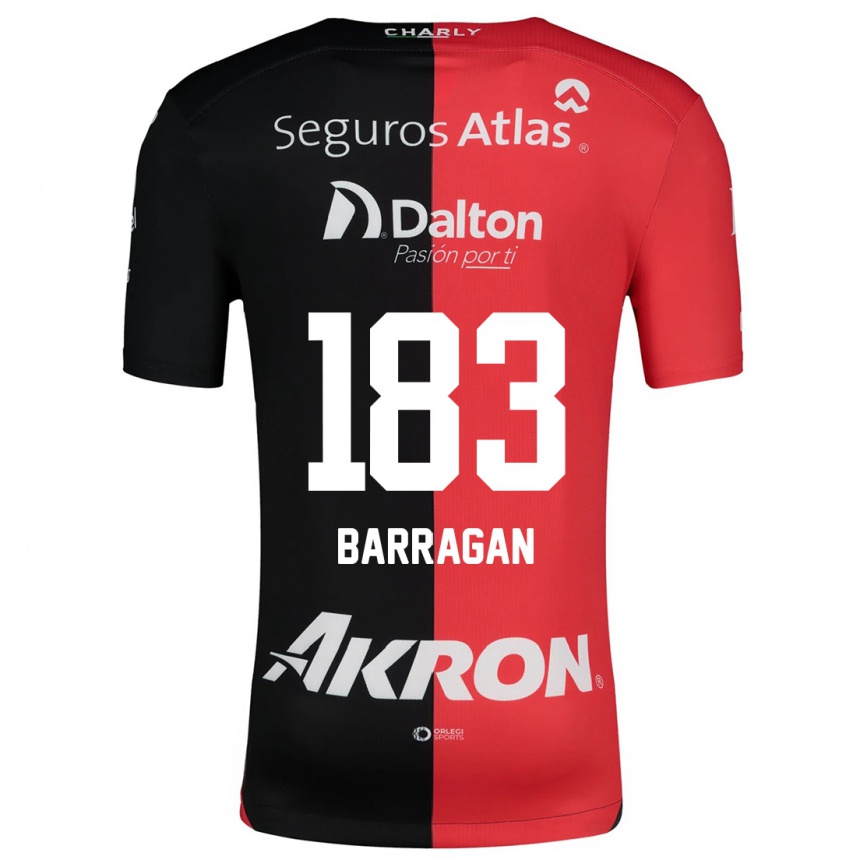 Niño Fútbol Camiseta Roberto Barragán #183 Negro Rojo 1ª Equipación 2024/25