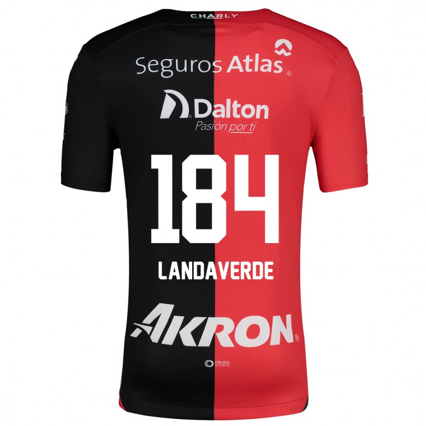 Niño Fútbol Camiseta Antero Landaverde #184 Negro Rojo 1ª Equipación 2024/25