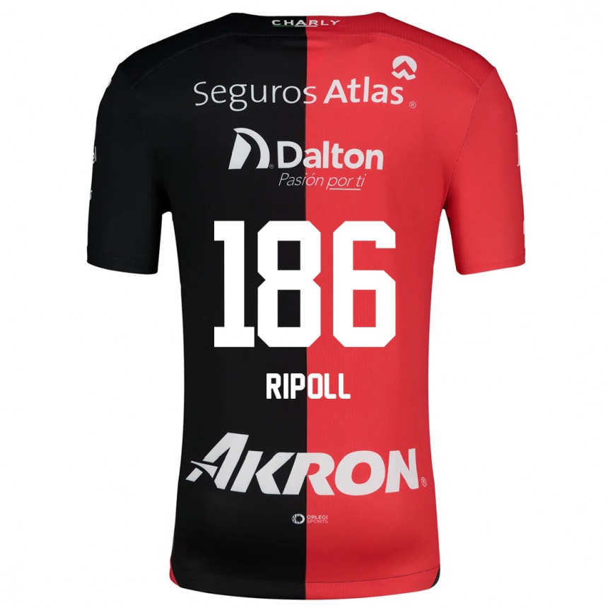 Niño Fútbol Camiseta Alonso Ripoll #186 Negro Rojo 1ª Equipación 2024/25